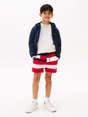 Kids' Block Stripe Sweatshort, Red White Stripe