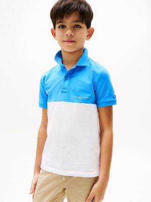 Kids' Mini Logo Colorblock Polo, Blue Spell  / White Colorblock