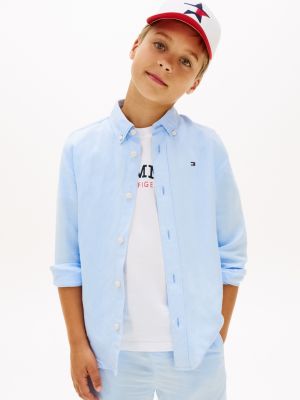 Kids' Relaxed Linen-Blend Shirt, Sweet Blue