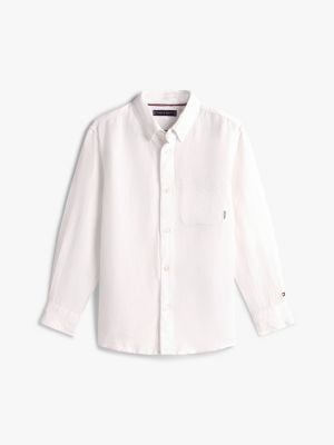 Детские рубашки Tommy Hilfiger Kids' Relaxed Linen-Blend Shirt — фото 5