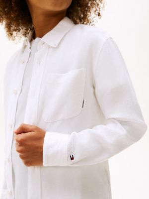 Детские рубашки Tommy Hilfiger Kids' Relaxed Linen-Blend Shirt — фото 3