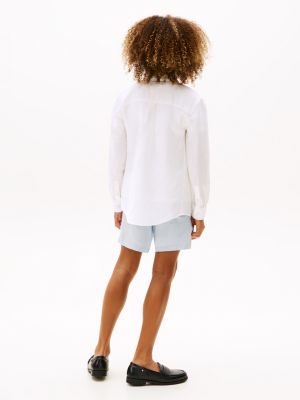 Детские рубашки Tommy Hilfiger Kids' Relaxed Linen-Blend Shirt — фото 4