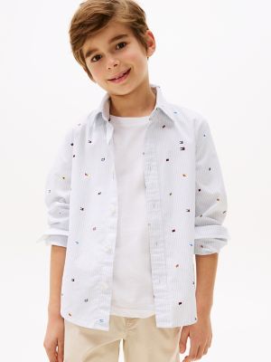 Kids' Allover Flag Print Shirt, Breezy Blue Flag Print