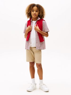 Kids' Seersucker Shirt, Red White Blue Check