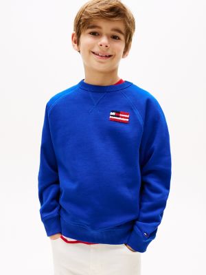 Kids' Relaxed Flocked Logo Sweatshirt, Cobalt Blue