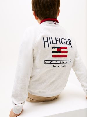 Kids' Relaxed Flocked Logo Sweatshirt, Snow White Heather