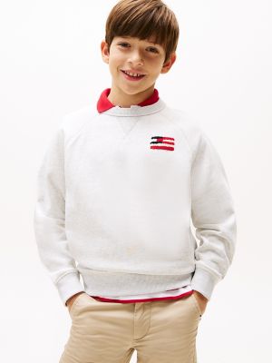 Kids' Relaxed Flocked Logo Sweatshirt, Snow White Heather