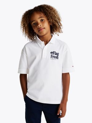 Kids' Flag Fresh Logo Polo, White