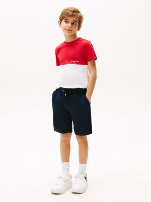 Kids' Colorblock Top and Short Set, Primary Red  /  White Colorblock
