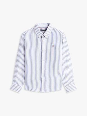 Детские рубашки Tommy Hilfiger Kids' Striped Linen-Blend Shirt — фото 5