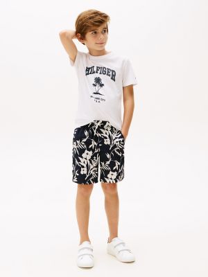 Kids' Print Stretch-Cotton Poplin Short, Dark Night Navy Floral Print
