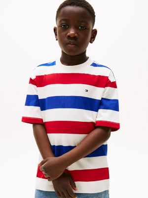 Kids' Stripe T-Shirt, Red Blue White Stripe