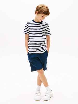 Kids' Tommy Logo Top and Short Set, Dark Night Navy Stripe