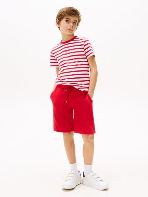 Kids' Tommy Logo Top and Short Set, Primary Red Stripe