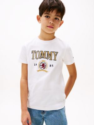 Kids' Embroidered Crest Logo T-Shirt, White