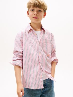 Kids' Multistripe Shirt, Carnation Pink