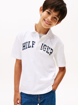 Kids' Mixed Logo Polo, White