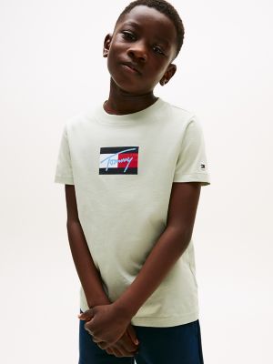 Kids' Script Flag Logo T-Shirt, Misty Sage