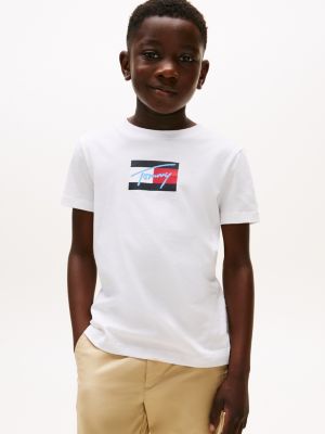 Kids' Script Flag Logo T-Shirt, White