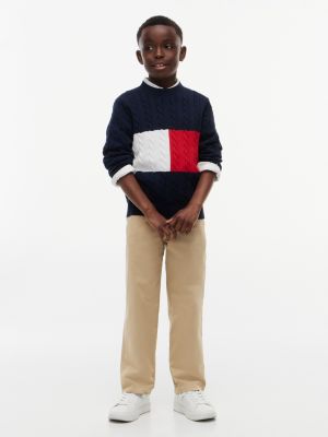 Детские свитеры Tommy Hilfiger Kids' Flag Cable Knit Crewneck Sweater — фото 2