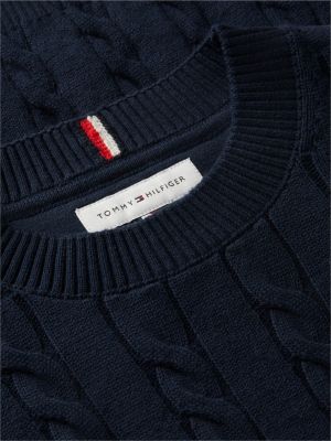 Детские свитеры Tommy Hilfiger Kids' Flag Cable Knit Crewneck Sweater — фото 6