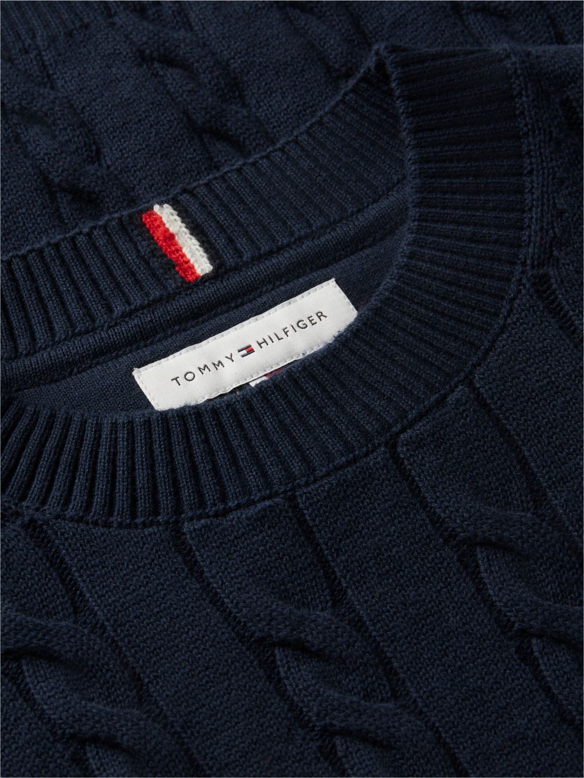 Kids' Flag Cable Knit Crewneck Sweater — Blue Flag