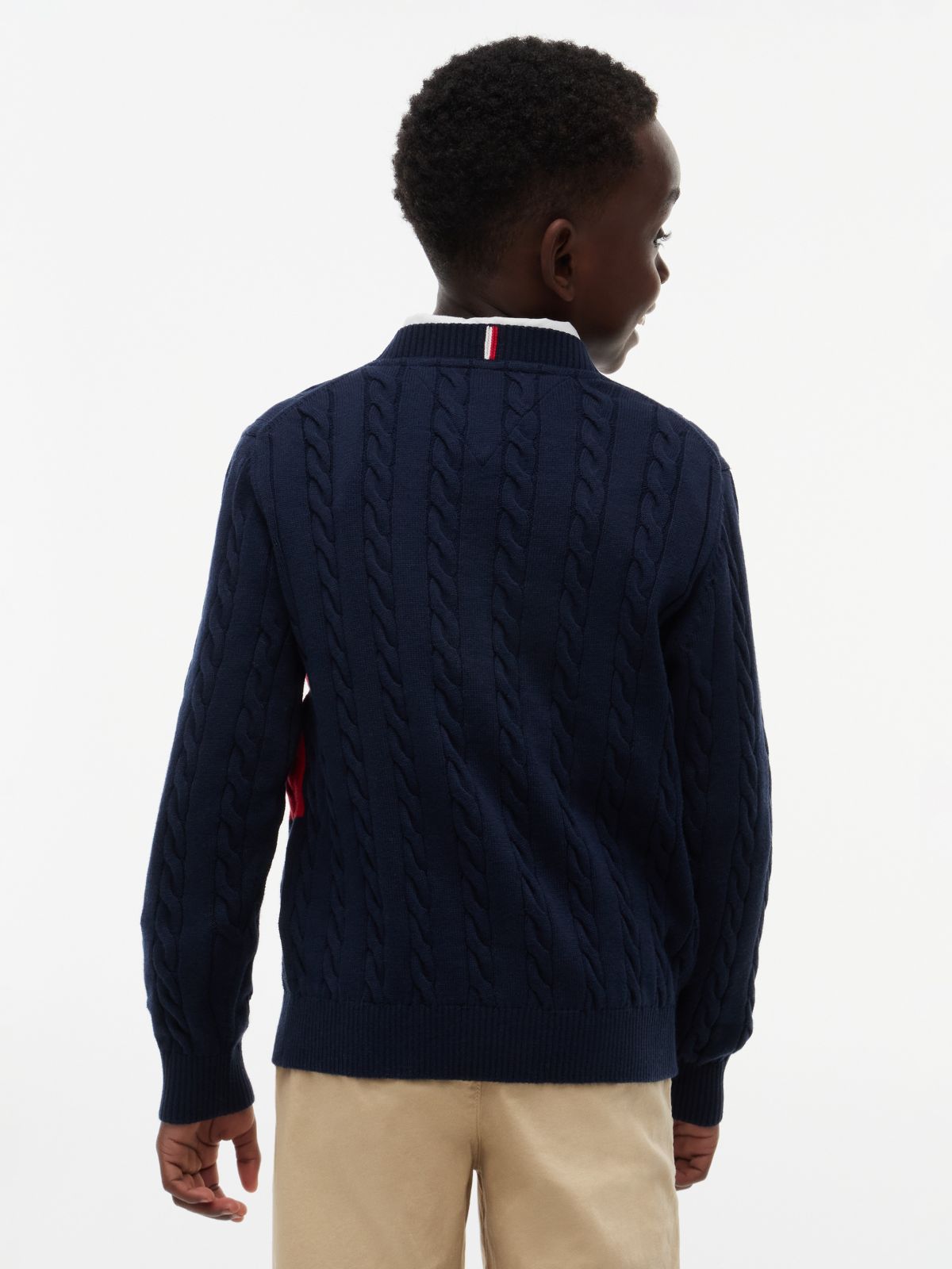 Kids' Flag Cable Knit Crewneck Sweater — Blue Flag