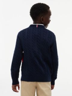 Kids' Flag Cable Knit Crewneck Sweater — Blue Flag 4