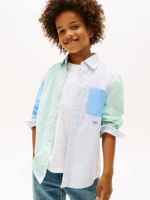 Kids' Stripe Colorblock Shirt, Cloudy Blue Colorblock