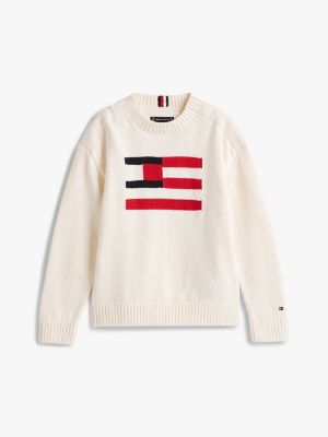 Kids' Flag Logo Sweater, Ivory Petal