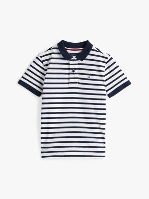 Kids' Contrast Polo, Dark Night Navy Stripe