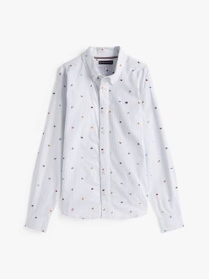 Kids' Allover Flag Print Shirt, Breezy Blue Flag Print