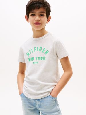 Kids' Curved Hilfiger Graphic T-Shirt, Grey Heather
