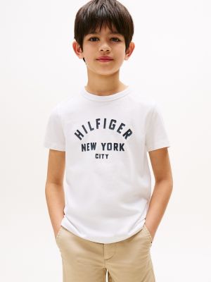 Kids' Curved Hilfiger Graphic T-Shirt, White