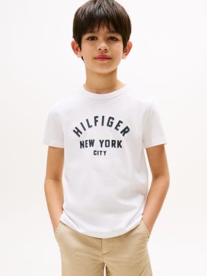 Kids' Curved Hilfiger Graphic T-Shirt, White