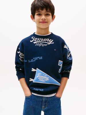 Kids' Allover Mixed Logo Sweatshirt, Dark Night Navy