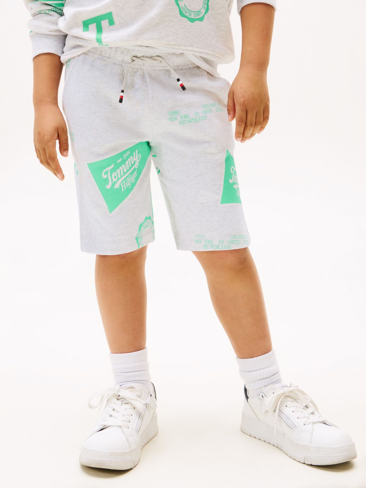 Kids' Allover Mixed Logo Sweatshort — Grey Heather
