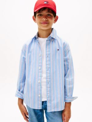 Kids' Stripe Shirt, Cloudy Blue
