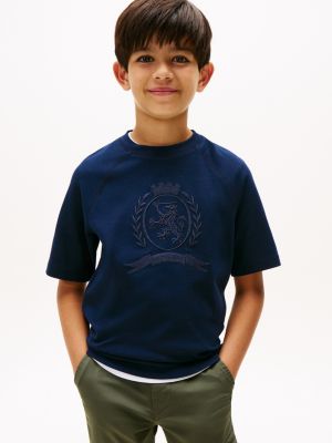 Kids' Crest Logo T-Shirt, Dark Blue