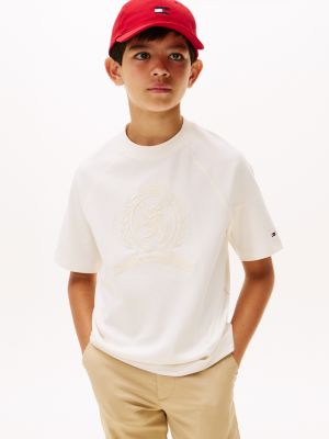Kids' Crest Logo T-Shirt, Ivory Silk