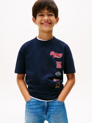 Kids' Logo Badge T-Shirt, Dark Blue