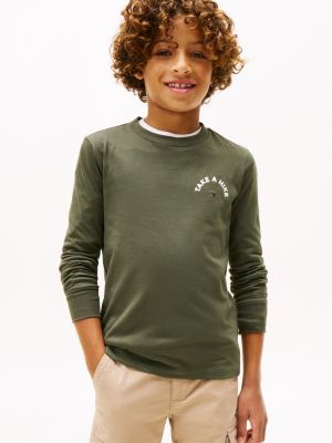 Kids' Long-Sleeve Camp Graphic T-Shirt, Pewter Green
