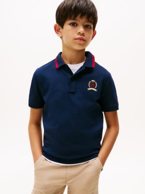 Kids' Crest Logo Polo, Dark Blue