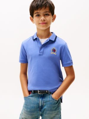 Kids' Crest Logo Polo, Soft Sapphire