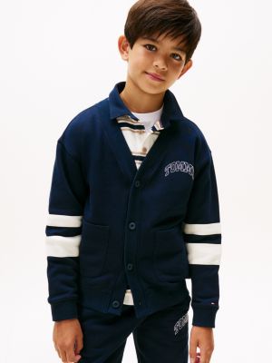 Kids' Varsity Logo Cardigan, Dark Blue
