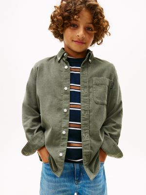 Kids' Corduroy Shirt, Pewter Green