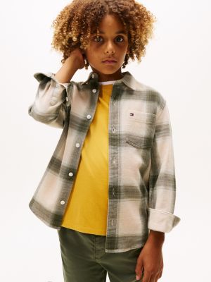Kids' Plaid Shirt, Pewter Green