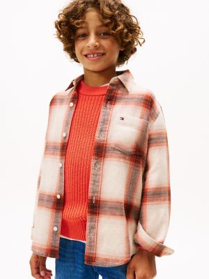 Kids' Plaid Shirt, Voyager Oranger Check