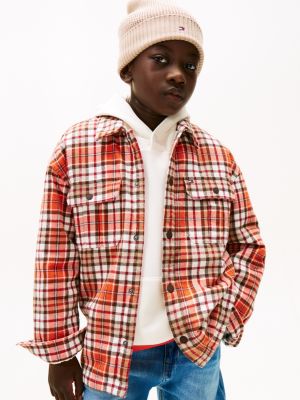 Kids' Fleece Check Overshirt, Multi Check