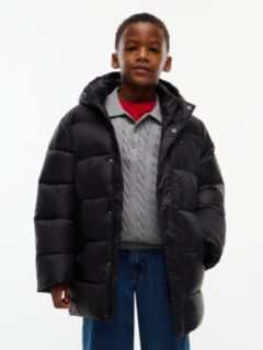 Kids' Hooded Quilted Parka Jacket — Black 1